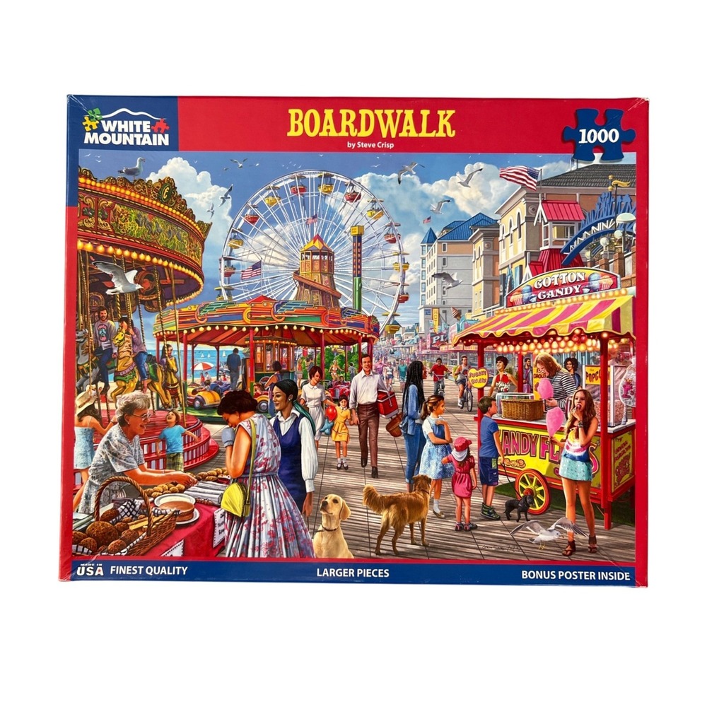 White Mountain Puzzles Boardwalk 1000 Piece Jigsaw Puzzle Steve Crisp Complete